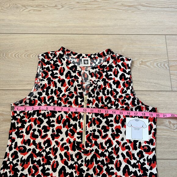 Anne Klein Size M Animal Print Top - Cream, Black, Office Ready! - Picture 9 of 12